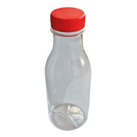 PET BOTTLE 330 ML FOR MILK CLEARED WITH RED CLOSE