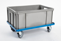 PLASTIC CART WITH GRID AND RUBBER WHEELS DIMENSION 620 X 420 X 150 MM BLUE