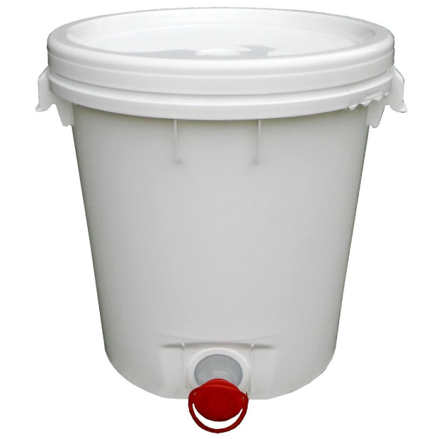 PP KBELÍK 30 L ROUND WHITE / WHITE DOWN WITH DRAIN 2 LID WITH LOCK(2)