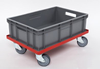 PLASTIC CART WITH GRID AND RUBBER WHEELS DIMENSION 620 X 420 X 150 MM RED