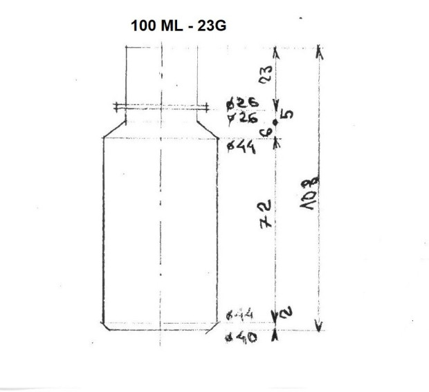 PET BOTTLE 100 ML REPEATED WITH A LEVEL WITHOUT CLOSING TYPE 0010(2)