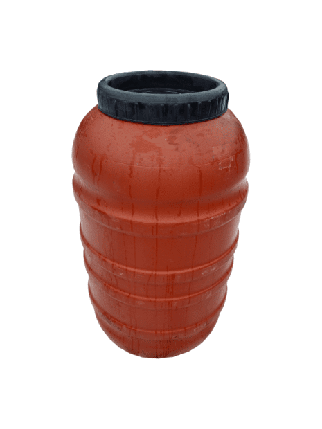 PE BARREL 220 L USED, BROWN COLOUR, SCREW LID(2)