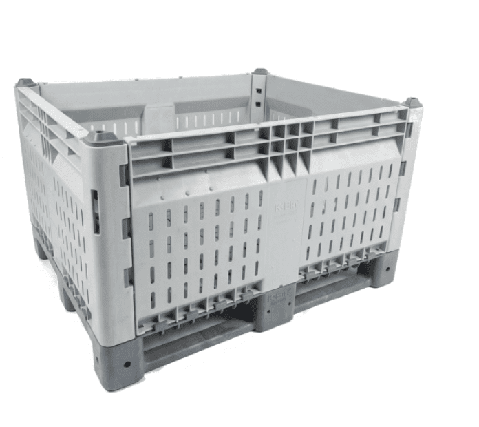 Foldable plastic box, dimensions 1200 x 1000 x 715 mm, perforated, gray, item no. 14100110(2)