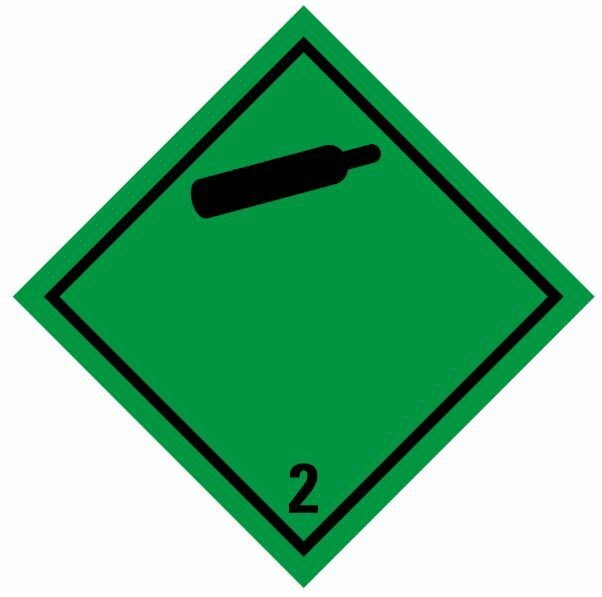 ADR STICKER - CLASS 2.2 NON-FLAMMABLE, NON-TOXIC GASES NO. 2 - BLACK BOTTLE