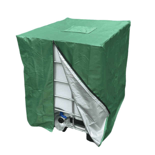 Protective cover for 600-liter IBC container, green, UV protection