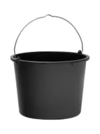 Construction bucket 20 l black with metal handle and 2-liter graduations