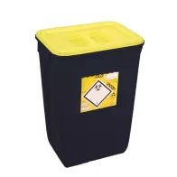 PP REC CONTAINER 50 L BLACK UN 3H2//S CONICAL 400 X 300 X 550 MM INCLUDES A YELLOW LID WITH A HANDLE