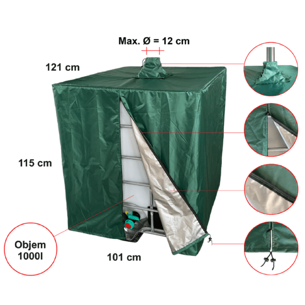 Protective cover for IBC container green UV protection(2)