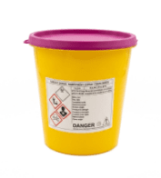 Medical waste container TOXICUS 2 l with lid 157 x 157/120 mm (70 pcs/box, 1,120 pcs/pallet)