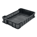 PLASTIC CONTAINER 600 X 400 X 130 MM HANDLING PERFORATED RECYCLED BLACK