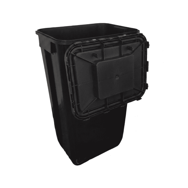 PP REC CONTAINER 60 L BLACK UN 3H2//S CONICAL 400 X 300 X 670 MM INCLUDES A BLACK LID WITH A HANDLE (3)