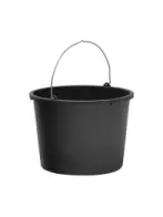 Construction bucket 12 l black with metal handle and 2-liter graduations