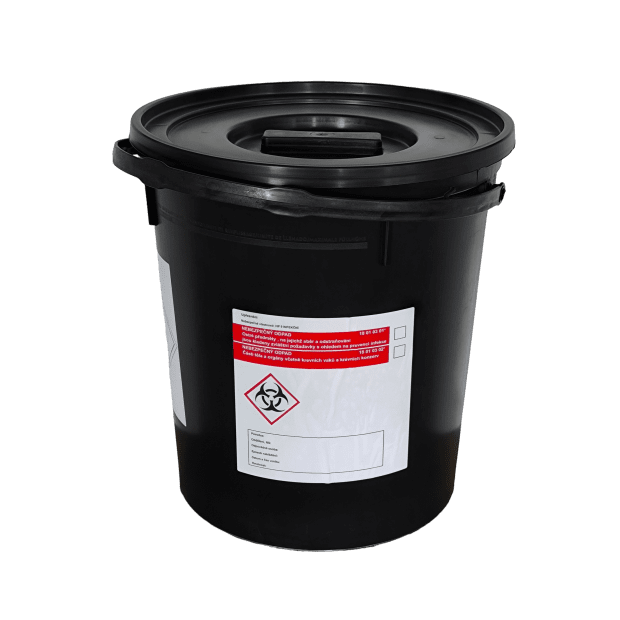 MEDICAL WASTE CONTAINER 20 L BLACK INCLUDING CAP 316/337 MM
