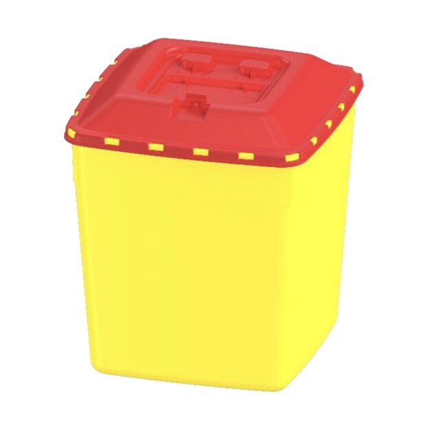 MEDICAL WASTE CONTAINER SQUARE 10 L INCLUDING CAP 235 X 235 X 268 MM (35 PCS/CARTON)