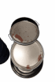 METAL BARREL 30 L RAL5010 / RAW OV + LEVER 365/395x320 MM RUST MARKS AND DENTS(5)5