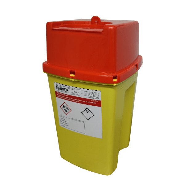 MEDICAL WASTE CONTAINER SQUARE 7 L INCLUDING CAP 188 X 189 X 305 MM (30 PCS/CARTON)