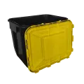 PP REC CONTAINER 30L BLACK UN 3H2/S CONICAL 400X300X330 MM INCLUDES YELLOW LID WITH HANDLE+OPENING(4)4