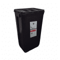 PP REC CONTAINER 60 L BLACK UN 3H2//S CONICAL 400 X 300 X 670 MM INCLUDES A BLACK LID WITH A HANDLE 