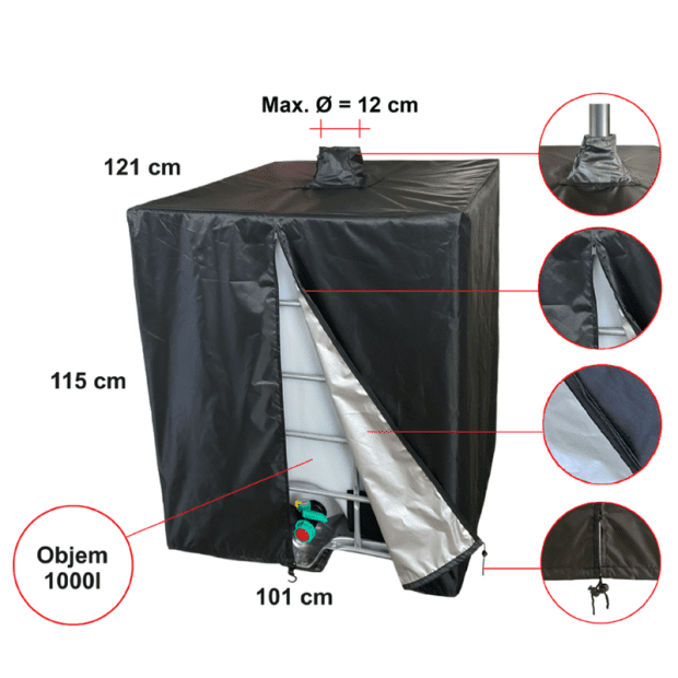 Protective cover for IBC container black UV protection(2)