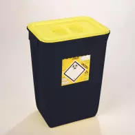 PP REC CONTAINER 50 L BLACK UN 3H2//S CONICAL 400 X 300 X 550 MM INCLUDES A YELLOW LID WITH A HANDLE