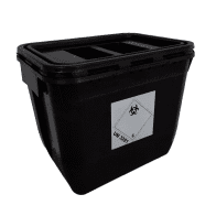 PP REC CONTAINER 30 L BLACK UN 3H2//S CONICAL 400X300X330 MM INCLUDES A BLACK LID WITH A HANDLE