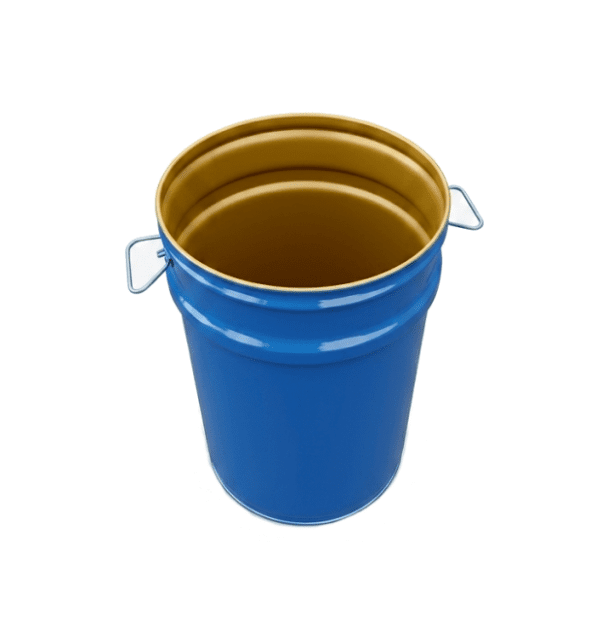 STEEL DRUM 60L RAL5010/LACQUER EP2 0,6/0.5/0.5 MM UN X100.4/S OV + LEVER 365/395x580 SIDE HOLDER(2)