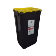 PP REC CONTAINER 60 L BLACK UN 3H2//S CONICAL 400 X 300 X 670 MM INCLUDES A YELLOW LID WITH A HANDLE 