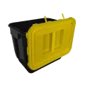 PP REC CONTAINER 30L BLACK UN 3H2/S CONICAL 400X300X330 MM INCLUDES YELLOW LID WITH HANDLE+OPENING(3)3