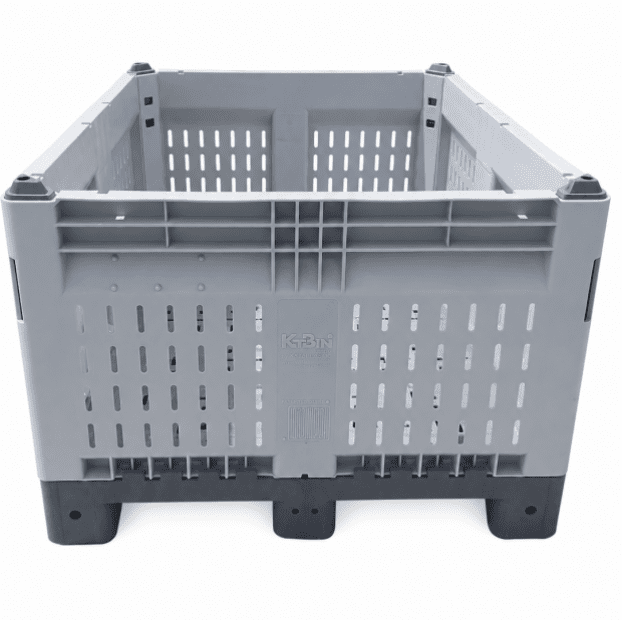 Foldable plastic box, dimensions 1200 x 1000 x 715 mm, perforated, gray, item no. 14100110(3)