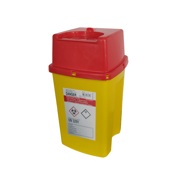 MEDICAL WASTE CONTAINER SQUARE 2 L INCLUDING CAP 120 X 128 X 220 MM (75 PCS/CARTON)