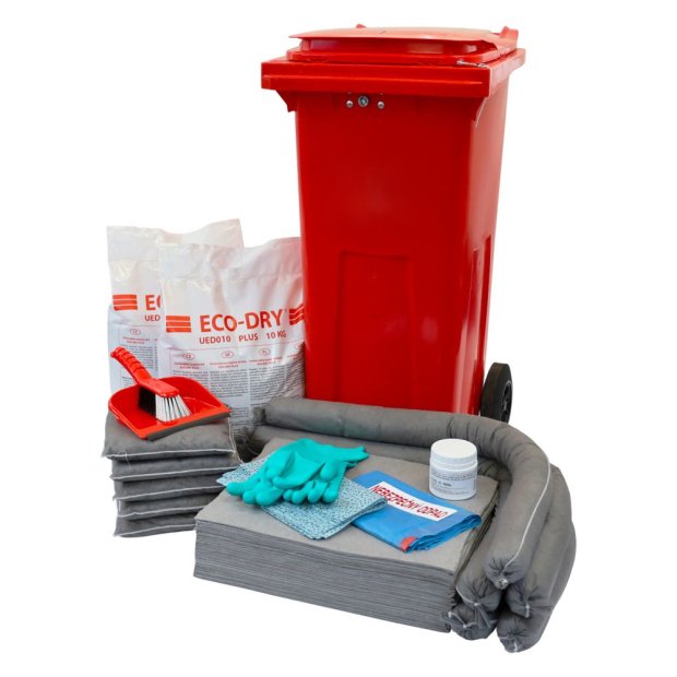 Mobile emergency kit with lock, 120 l – universal sorbents