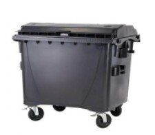 PLASTIC CONTAINER 1100 L WASTE TANK BLACK WITH FLAT LID
