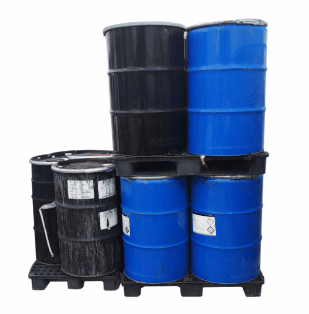 200 L METAL DRUM, USED, PAINTED INSIDE AND OUT, REMOVABLE LID + PLUG LEVER CLOSURE(2)