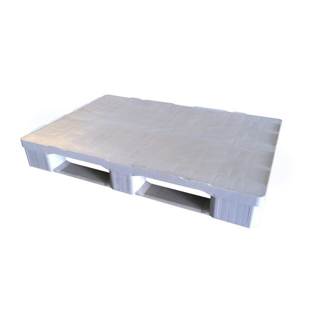 PLASTIC PALLET HYGIENIC HDPE GREY 1200 X 800 X 155 SLIDES, TYPE E.3CD3R, EDGES