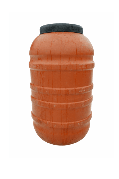 PE BARREL 220 L USED, BROWN COLOUR, SCREW LID