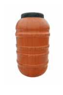 PE BARREL 220 L USED, BROWN COLOUR, SCREW LID