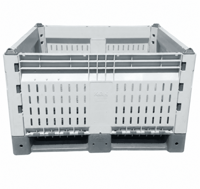 Foldable plastic box, dimensions 1200 x 1000 x 715 mm, perforated, gray, item no. 14100110