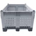 Foldable plastic box, dimensions 1200 x 1000 x 715 mm, perforated, gray, item no. 14100110(3)3