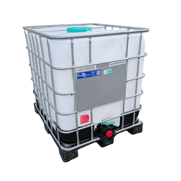 IBC CONTAINER 1000L REFURBISHED WASHED AFTER FOOD, WITHOUT UN, PLASTIC PAL. 225/50-REDUCED FROM DN80