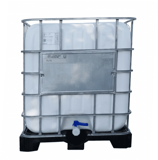 IBC container 1000 L refurbished washed plastic pallet 150/50 coarse thread white container