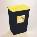 PP REC CONTAINER 50L BLACK UN 3H2/S CONICAL 400X300X550MM  INCLUDES YELLOW LID WITH HANDLE+OPENING