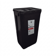 PP REC CONTAINER 60 L BLACK UN 3H2//S CONICAL 400 X 300 X 670 MM INCLUDES A BLACK LID WITH A HANDLE 