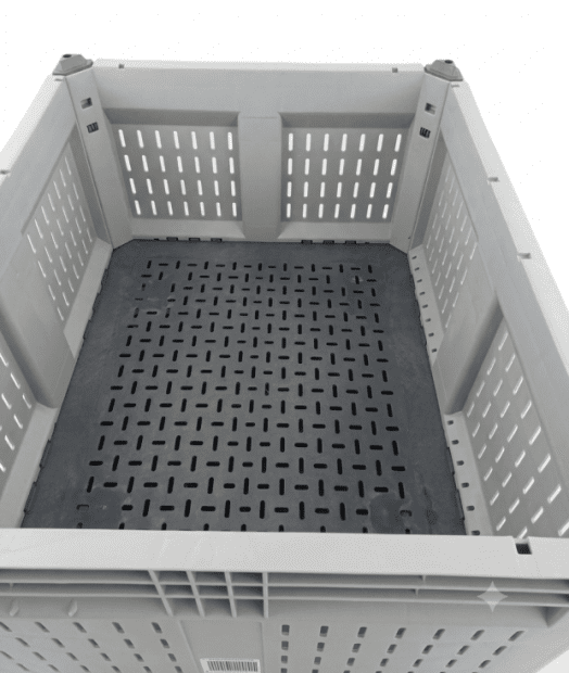 Foldable plastic box, dimensions 1200 x 1000 x 715 mm, perforated, gray, item no. 14100110(4)