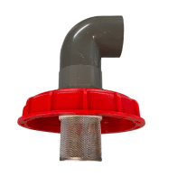 UPPER SCREW CAP FOR IBC CONTAINER DN 150 MM WITH STAINLESS STEEL FILTER AND ELBOW 90°