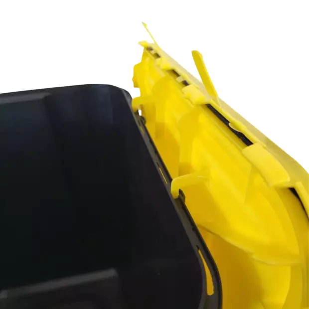 PP REC CONTAINER 30L BLACK UN 3H2/S CONICAL 400X300X330 MM INCLUDES YELLOW LID WITH HANDLE+OPENING(5)