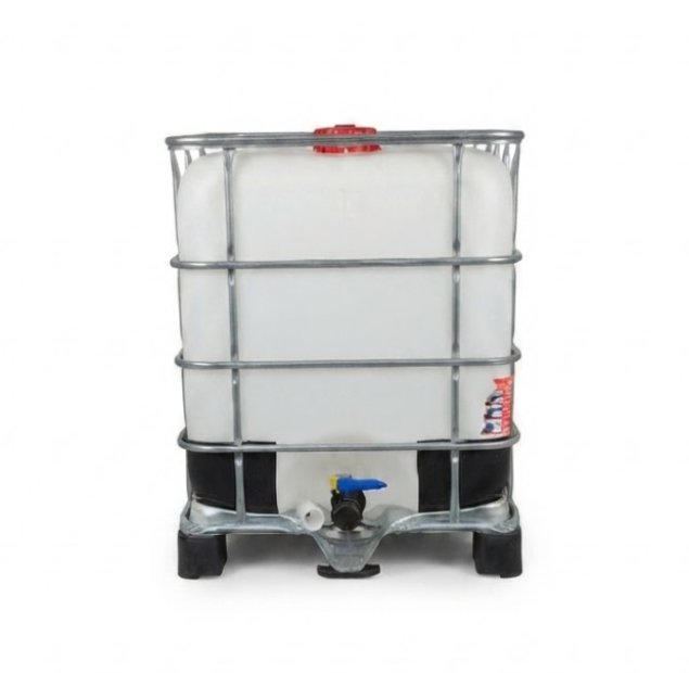 IBC container 600 L refurbished/cleaned without UN PE pallet 150/50 mm coarse thread integrated valve