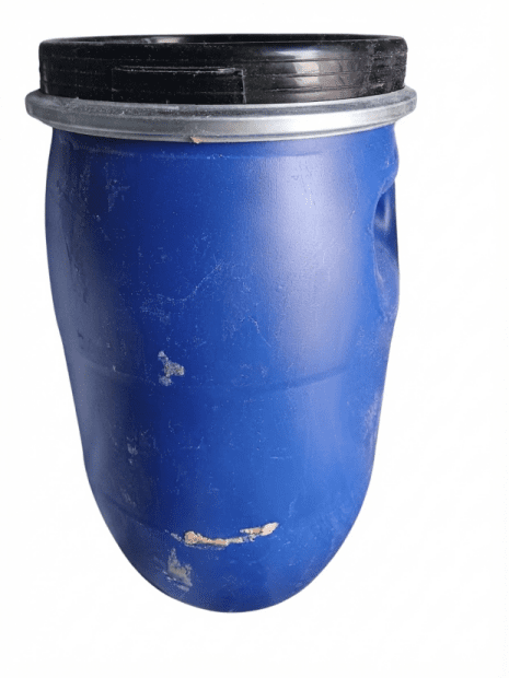 PE BARREL 30L AFTER CHOCOLATE USED WITHOUT UN REMOVABLE LID + LEVER LOCK(5)