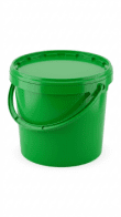 PP bucket, 9.5 L, round, green, with a green plastic handle and a lid with a safety lock