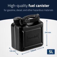 PE KANYSTR 5 L BLACK UN ON FUEL CLOSURE + DRAIN HUB NO.
