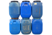 PE drum 60-liter, used, square, with screw-on lid